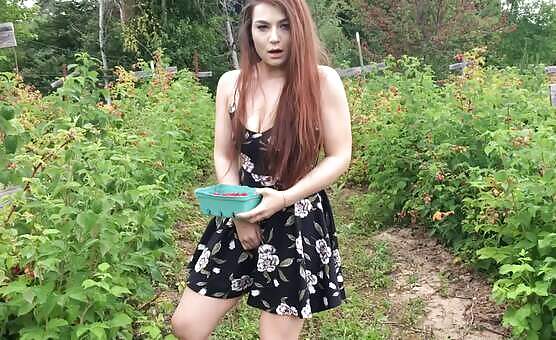 Outdoor Controlled orgasm In Public Raspberry Patch | Lexa Lite
