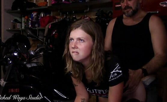 Hot Biker Babe Takes a Hard ass Fucking Bent Over My Motorcycle Lavender Joy and Wicked