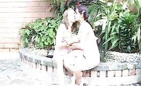 Selina 18 and her best friend embrace in lesbian love