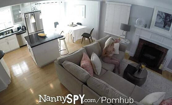 NANNYSPY Hot blondie webcam babe mounts her employer