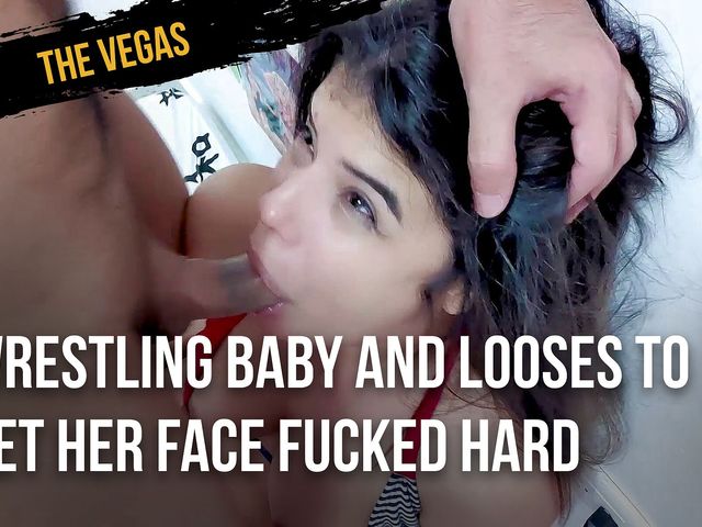 Wrestling baby and looses to get her face hammered hard