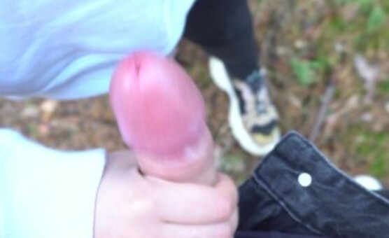 WE WENT FOR A WALK IN THE WOODS. I GOT EXCITED AND JERKED OFF THE guy, AND HE FINISHED IN MY MOUTH