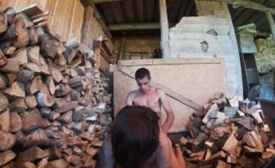 Housekeeper Gets plowed in Wood Shed