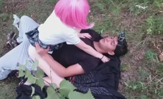 pretty anime Japanese schoolgirl gets drilled in the death forest